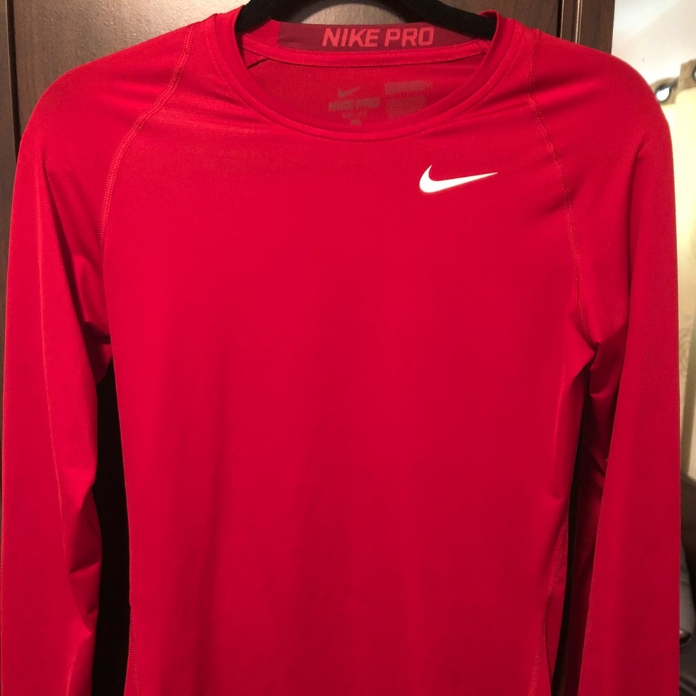Red Nike pro long sleeve